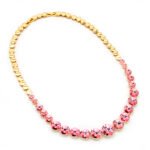Classic round Swarovski element crystal tennis necklace with 18k gold plating for wholesale at junejewelry.com.
