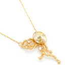 Wholesale Swarovski element butterfly necklace in real gold plated copper, cute animal pendant jewelry for daily wear from JuneJewelry.