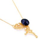 Wholesale Swarovski element butterfly necklace in real gold plated copper, cute animal pendant jewelry for daily wear from JuneJewelry.