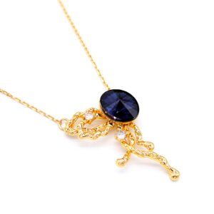 Wholesale Swarovski element butterfly necklace in real gold plated copper, cute animal pendant jewelry for daily wear from JuneJewelry.
