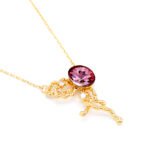 Wholesale Swarovski element butterfly necklace in real gold plated copper, cute animal pendant jewelry for daily wear from JuneJewelry.