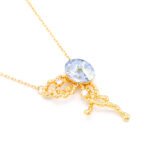 Wholesale Swarovski element butterfly necklace in real gold plated copper, cute animal pendant jewelry for daily wear from JuneJewelry.