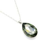 Elegant teardrop-shaped Swarovski element crystal pendant necklace with white gold plating, available for fashion jewelry wholesale at junejewelry.com.