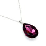 Elegant teardrop-shaped Swarovski element crystal pendant necklace with white gold plating, available for fashion jewelry wholesale at junejewelry.com.
