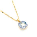 Minimalist square Swarovski element crystal pendant necklace in 18k gold and silver plating for fashion jewelry wholesale from junejewelry.com.