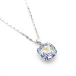 Minimalist square Swarovski element crystal pendant necklace in 18k gold and silver plating for fashion jewelry wholesale from junejewelry.com.