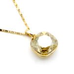 Wholesale 12mm crystal pendant necklace featuring platinum plated copper with clear cushion cut Swarovski element crystal from JuneJewelry.com.