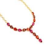 Elegant gold plated Swarovski element crystal teardrop Y necklace for wholesale from junejewelry.com.