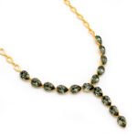 Elegant gold plated Swarovski element crystal teardrop Y necklace for wholesale from junejewelry.com.