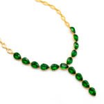 Elegant gold plated Swarovski element crystal teardrop Y necklace for wholesale from junejewelry.com.