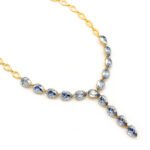 Elegant gold plated Swarovski element crystal teardrop Y necklace for wholesale from junejewelry.com.