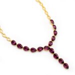 Elegant gold plated Swarovski element crystal teardrop Y necklace for wholesale from junejewelry.com.