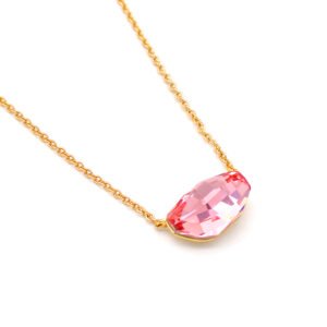 Stunning Swarovski element irregular crystal necklace, shimmering unique organic pendant available in multi-colors with real gold plating.