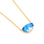 Stunning Swarovski element irregular crystal necklace, shimmering unique organic pendant available in multi-colors with real gold plating.