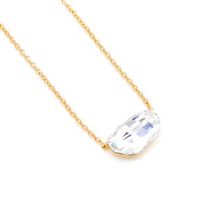 Stunning Swarovski element irregular crystal necklace, shimmering unique organic pendant available in multi-colors with real gold plating.