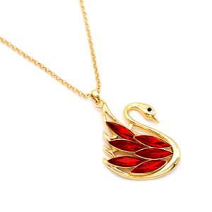 Elegant Swarovski element swan pendant necklace with marquise crystal in 18K gold plated copper for wholesale at junejewelry.com.
