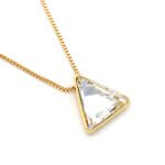 Minimalist triangle Swarovski element crystal necklace in multiple colors with 18K gold and white gold plated chain for daily wear.