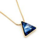 Minimalist triangle Swarovski element crystal necklace in multiple colors with 18K gold and white gold plated chain for daily wear.
