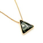 Minimalist triangle Swarovski element crystal necklace in multiple colors with 18K gold and white gold plated chain for daily wear.
