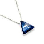 Minimalist triangle Swarovski element crystal necklace in multiple colors with 18K gold and white gold plated chain for daily wear.