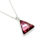 Minimalist triangle Swarovski element crystal necklace in multiple colors with 18K gold and white gold plated chain for daily wear.