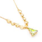 Wholesale Swarovski element Buddha necklace in 18K real gold plating, spiritual crystal pendant for daily wear and parties, JuneJewelry exclusive.