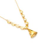 Wholesale Swarovski element Buddha necklace in 18K real gold plating, spiritual crystal pendant for daily wear and parties, JuneJewelry exclusive.