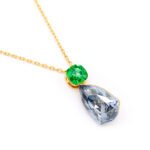 Minimalist Swarovski element geometric crystal pendant necklace with square and irregular polygon crystals, 18K gold plated copper jewelry from junejewelry.com.