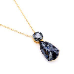 Minimalist Swarovski element geometric crystal pendant necklace with square and irregular polygon crystals, 18K gold plated copper jewelry from junejewelry.com.