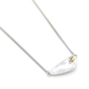 Dainty irregular Swarovski element crystal necklace in gold and white gold plated copper for wholesale fashion jewelry.