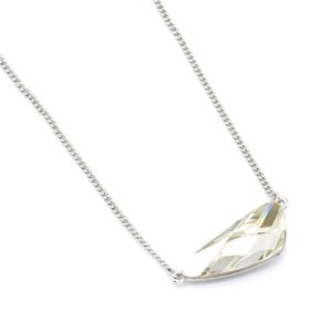 Dainty irregular Swarovski element crystal necklace in gold and white gold plated copper for wholesale fashion jewelry.