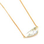 Dainty irregular Swarovski element crystal necklace in gold and white gold plated copper for wholesale fashion jewelry.