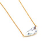 Dainty irregular Swarovski element crystal necklace in gold and white gold plated copper for wholesale fashion jewelry.
