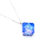 Minimalist square shaped single Swarovski element crystal pendant necklace in multiple colors for fashion jewelry wholesale at junejewelry.com.