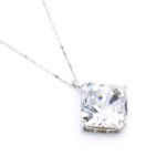 Minimalist square shaped single Swarovski element crystal pendant necklace in multiple colors for fashion jewelry wholesale at junejewelry.com.