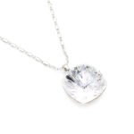 Minimalist square Swarovski element crystal pendant necklace in various colors for jewelry wholesale from junejewelry.com.
