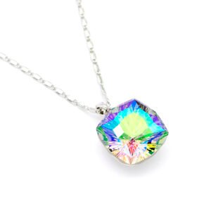 Minimalist square Swarovski element crystal pendant necklace in various colors for jewelry wholesale from junejewelry.com.