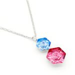 Wholesale Swarovski element silver crystal necklace, white gold plated copper hexagon pendant, minimalist daily wear jewelry for women, JuneJewelry unique design.