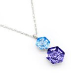 Wholesale Swarovski element silver crystal necklace, white gold plated copper hexagon pendant, minimalist daily wear jewelry for women, JuneJewelry unique design.