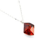 Unique Swarovski element irregular shaped single crystal pendant necklace with real gold plating for fashion jewelry wholesale at junejewelry.com.