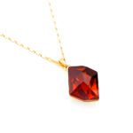 Unique Swarovski element irregular shaped single crystal pendant necklace with real gold plating for fashion jewelry wholesale at junejewelry.com.