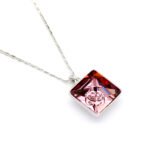 Minimalist Swarovski element crystal square necklace in white gold plated copper, high quality daily wear fashion jewelry from junejewelry.com.