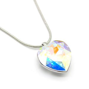 Minimalist Swarovski element heart crystal pendant necklace with white gold plating - High quality wholesale fashion jewelry from junejewelry.com