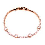 Wholesale flower zircon bracelet with 18K gold plated copper and sparkling floral charms from JuneJewelry.com – luxury bridal jewelry for bulk orders.