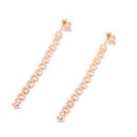 Wholesale luxury zircon earrings with 18K gold plated copper and geometric drop design from JuneJewelry.com – premium fashion jewelry for bulk purchase.