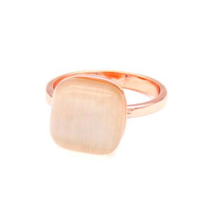 Wholesale cats eye ring with a square cabochon stone and rose gold plated alloy from JuneJewelry.com – unique fashion jewelry for bulk.
