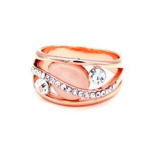 Wholesale cats eye ring with luminous stones on rose gold plated alloy from JuneJewelry.com – unique fashion jewelry for bulk orders.