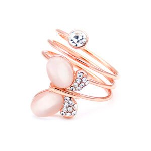 Wholesale cat eye ring collection featuring oval, square, and butterfly designs on rose gold plated alloy from JuneJewelry.com – unique fashion jewelry for bulk.