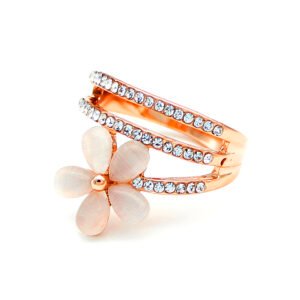 Wholesale cat eye ring collection featuring butterfly, heart, and flower designs in rose gold plated alloy from JuneJewelry.com – unique boutique jewelry for bulk orders.