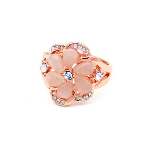 Wholesale cat eye ring collection in rose gold plated alloy with crystal accents from JuneJewelry.com – unique fashion jewelry for bulk buyers.